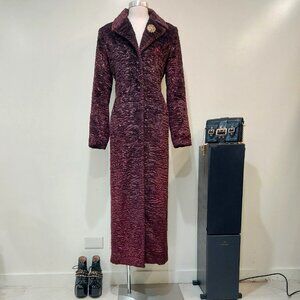 💋ABSOLUTELY STUNNING!💋VTG Persian Lamb Texured Fur Maxi Coat in Deep Purple